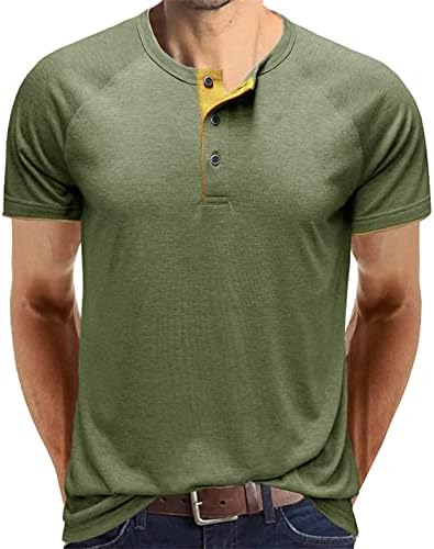 Xxbr mens henley кошули лето случајно копче вратот редовно вклопени врвови со кратки ракави атлетски хипи спортски маички
