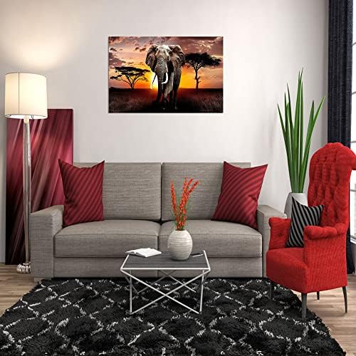 XXMWallart FC3069 Canvas Wallиден уметнички слон Слика Африкански диви животни уметнички дела Сликање за дневна соба спална