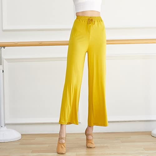Удобно породилно панталони за етики за жени обични женски панталони класични панталони за танцување широки нозе долги панталони