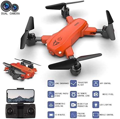 QaqqVQ дрон со камера 4K HD FPV во живо видео, RC Quadcopter Helicopter за деца и возрасни, двојна камера, одржување на надморска височина, режим