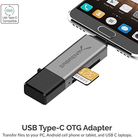 SABRENT USB 3.0 И USB Тип - C Отг Читач На Картички Поддржува SD, SDHC, SDXC, MMC/MicroSD, T-Flash