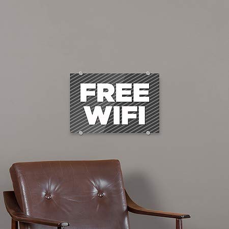 CGSignLab | „Бесплатно WiFi -stripes Grey“ Премиум акрилен знак | 18 x12