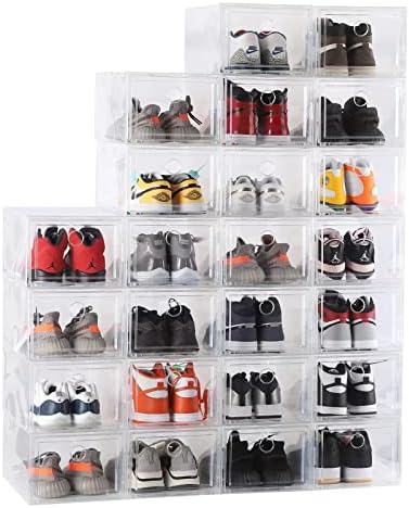Mukiran Home 24 кутии за складирање на чевли за пакување, кутија за чевли чиста пластична стабилна, сад за држач за чевли од типот на фиоки
