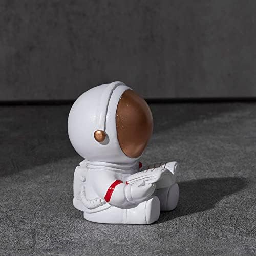 Xhuangtech креативен астронаут фигурина, 3Д симпатична смешна практична месечина вселенски модел украс за биро за домашна канцеларија бела и злато