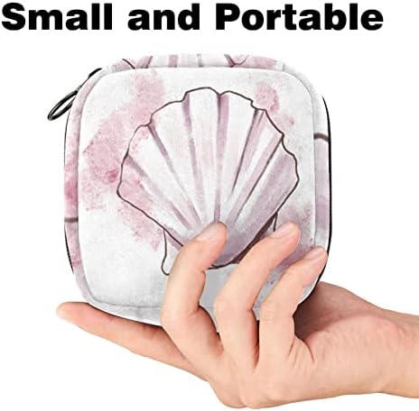 Пинк школка менструален период торба санитарна торба за чување на салфетки за чување на салфетки, пампони за патувања собираат женска