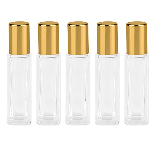 Шишиња за есенцијално масло за парфеми 5 парчиња квадратни стакло есенцијални масла ролери шише 10 ml полнење со густо стакло ролери шише