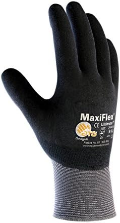Maxiflex Ultimate 34-876/L Беспрекорен плетен најлон/ликра ракавица со нитрилна обложена микро-пена за зафат на целосна рака-12 пара