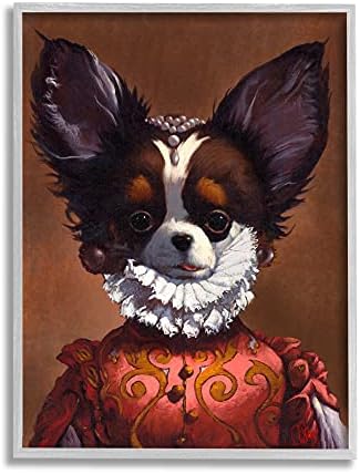 Студената индустрија Смешно кралско кутре портрет портрет миленичиња куче ренесансна облека, дизајн од Томас Флухарти Греј Рамка во wallидна уметност,