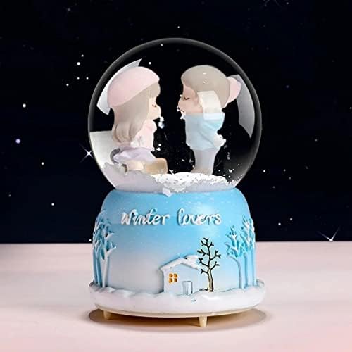 Tfiiexfl креативни светла во боја лебдат снегулки бела месечина двојка стаклена кристална топка музичка кутија Танабата роденденски подарок
