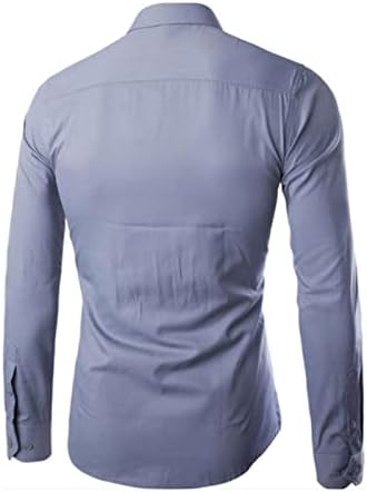 Машка кошула со маж со цврсто деловно копче со долги ракави надолу кошули редовно вклопување на случајна брчка бесплатна маица