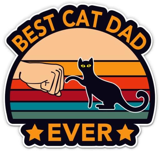 Најдобри налепници за тато на мачки - 2 пакувања од 3 налепници - водоотпорен винил за автомобил, телефон, шише со вода, лаптоп