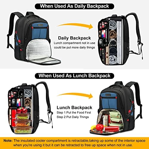 Ранец за ручек lovevook за мажи, изолиран ладилник ранец, ранец за ручек за мажи за мажи 17 инчи лаптоп ранец со USB порта, книжарница