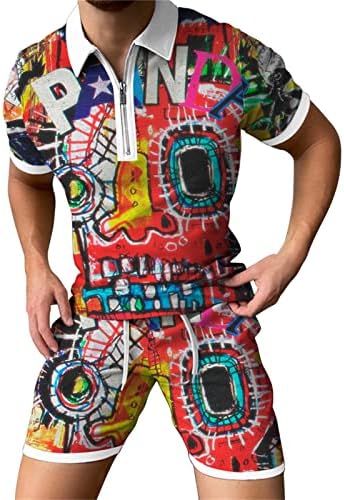 Нархбг патент Поло маички и шорцеви поставени за машка луксузна шема печатена спортска спортска тренерка дашики облека