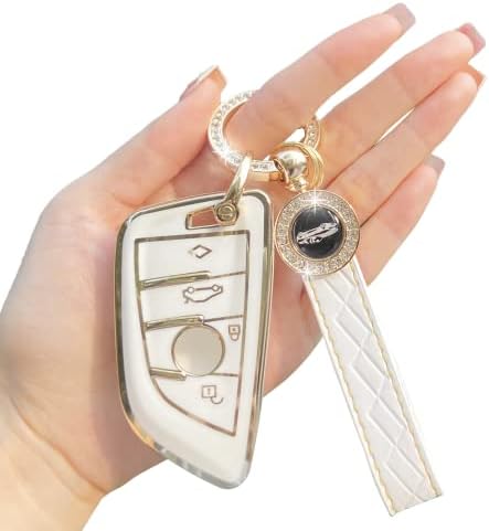 Копче за клучеви, мека покривка на копчето TPU со клуч за клучеви, погоден за клуч FOB Case BMW 2/5/6/7 Серија X1 X2 X3 X5 X6