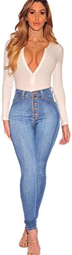 Angенски фармерки со фармерки Андонџивел со високи половини и задникот тенок фит тексас панталони со копче за патент