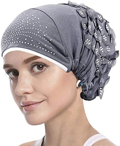Womenенски турбан капа Муслиман хиџаб Флорал ринстон Еластичен рак на рак на карцином Хемо Бејн Капче за глава