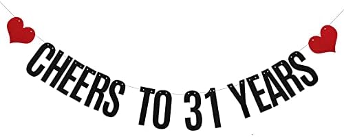 Ксијаолули Црното На здравје до 31 Години Сјај Банер, Пред-Нанижани, 31 Роденден / Свадба Годишнината Партија Украси Бантинг Знак