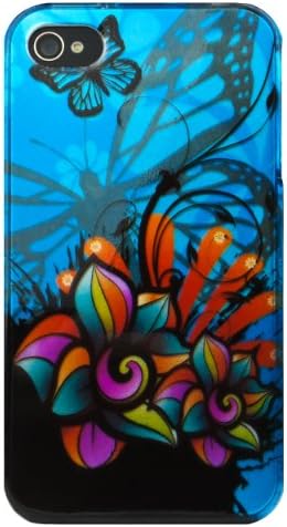 Сина Пеперутка од Диви Цвеќиња 2 парчиња Заштитна Обвивка За Тврдо Куќиште Направена За apple iPhone 4S