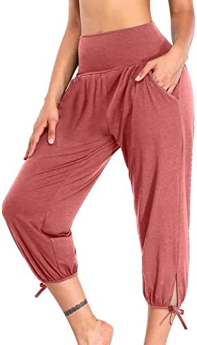 Lcepcy женски јога панталони capri лабава вежба за вежбање џемпери удобни дневни џогери со џебови