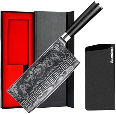 БАМЛОНА Нож Нож + Готвач Нож-Дамаск Јапонски VG10 Супер Челик Фалсификувани зеленчук &засилувач; Месо Нож со G10 Рачка