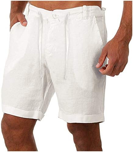 Машки шорцеви за машки модни памучни постелнини за лекови за панталони за лежење џебови за половината кратки панталони за панталони