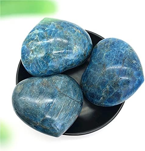 Binnanfang AC216 1pc Природно сино апатит срце Полирано палми камен заздравување Реики Мадагаскар Природни камења и минерали кристали заздравување