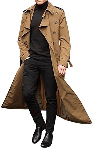 Ymosrh дождовни палта за мажи луксузен ров со целосна должина палто со долга волна, палто за зимски мажи со лесна лесна тежина