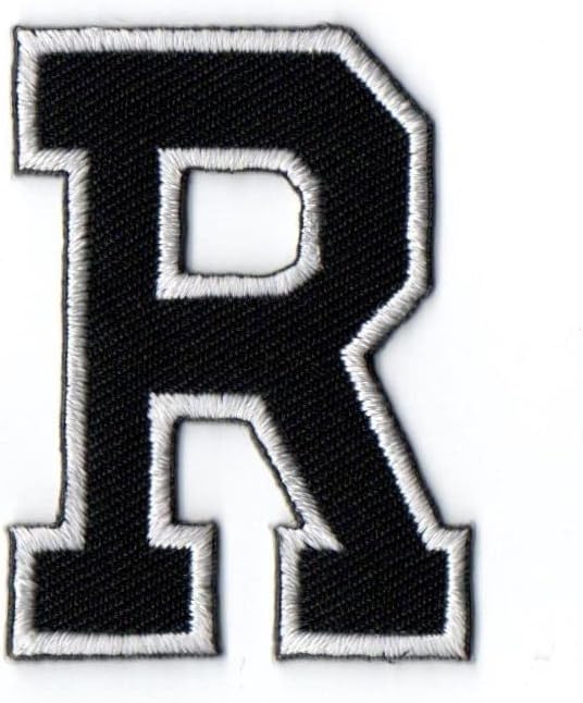 Прво нешто R буква капетан лепенка железо на црна мала азбука Текст извезен за капаци за кошула со кошула, ранец на фармерки со капакот на капакот