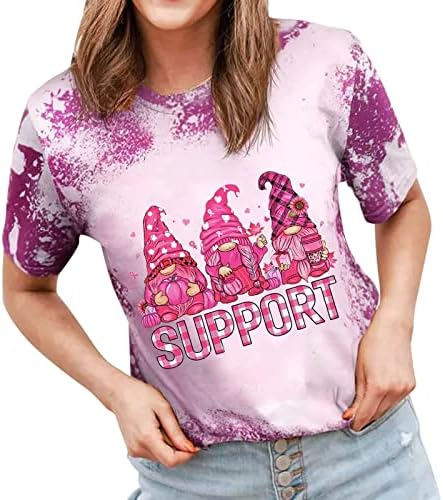 Маици жени поставуваат женски моден врвен рак на дојка за превенција на рак на дојка Врзана боја печатена кратка ракав маица за женски врвови