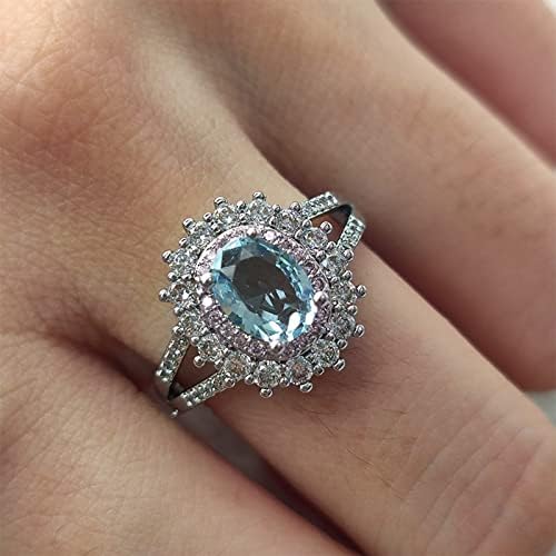 2023 Нов розов кристален дијамантски прстен популарен моден ангажман светло луксузен прстен со висока оценка наредени дијамантски прстени за