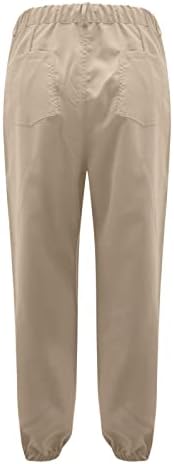 Miashui со високи половини џемпери женски женски цврсти бои тенок џеб исечен панталони пролет нови цврсти бои за работа панталони