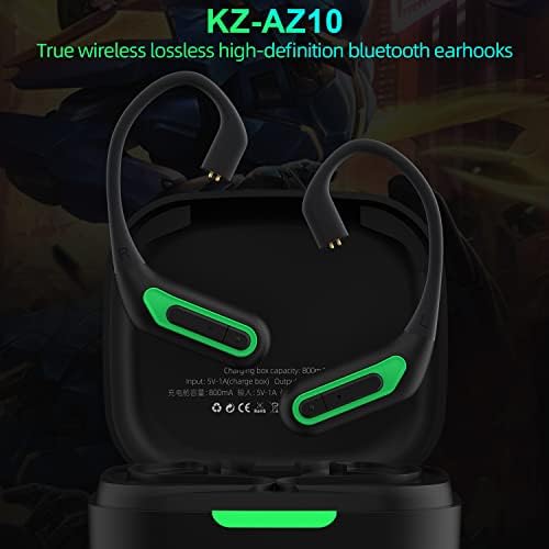 KZ AZ10 Bluetooth v5.2 aptx/TWS + кука за ушите со микрофон/50 часа репродукција и контрола на апликации за стандарден 0,75/0,78мм