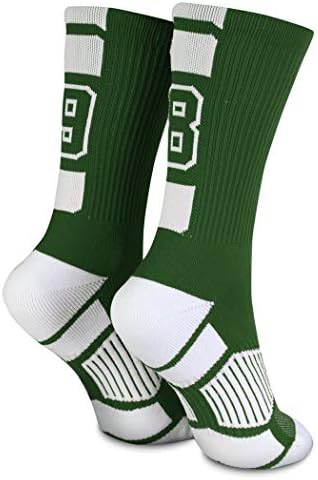 ChalkTalkSports Custom Team Buter Crew чорапи | Атлетски чорапи зелени | Изберете го вашиот број