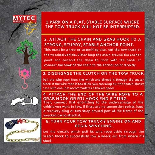 Mytee Products 2 тон грабна блокада со ланец со рамен камион за влечење со кабел за носач на автомобили