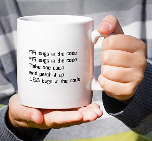 Смешна кригла Retreez - 99 грешки во инженерот за софтвер за софтвер за код 11 мл керамичко кафе - смешно, сарказам, саркастични, инспиративни роденденски подароци за приј