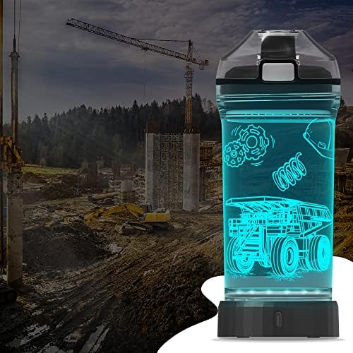 Тешка машинерија рударска депонија со вода шише светло со дизајн на 3Д багери- 14 мл Тритан БПА бесплатно еколошки- кул чаши за