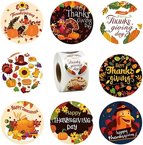 Налепници за благодарници се тркалаат 1,5 инчи Турција Дизајн налепници за празник Денот на благодарноста, за да се заложи Денот