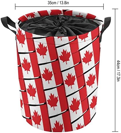 Канада Знаме Кошница За Перење Тркалезна Корпа За Преклопување Кутија За Складирање Кофа За Перење Со Рачка За Јаже