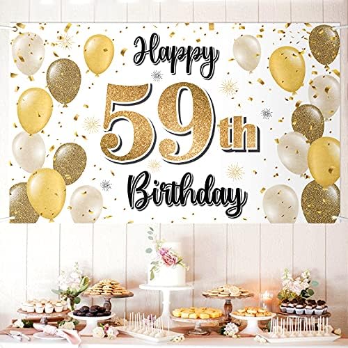 Ласкиер Среќен 69-Ти Роденден Голем Транспарент-На Здравје до 69-Годишна Роденденска Позадина На Ѕидот На Ѕидот, Украси за Забави на 69-ти Роденден.