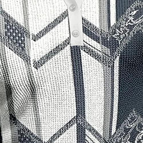 Модни Мажи Тенок Копче Врвот Повик Шиење Отворено Пуловер Кошула Јака Блуза Перат Атлетски Дуксер