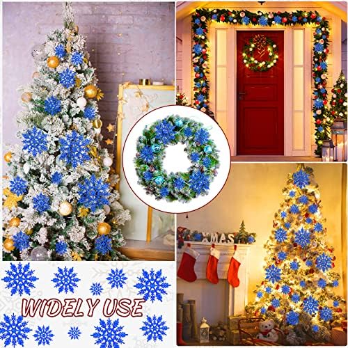 36 парчиња пластични Божиќни сјајни украси од снегулка на новогодишни украси на новогодишна елка со 36 парчиња јажиња за свадба на
