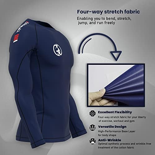Комбат Компресија за компресија со долги ракави за мажи - Мажи од основен слој Мажи ладно време | Менска термичка кошула со долг