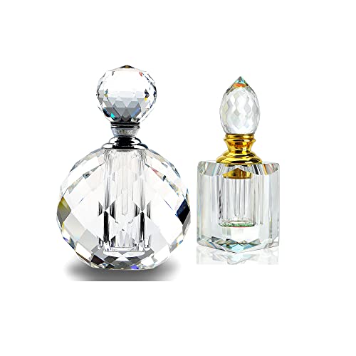 Шишиња за парфеми H&D Гроздобер парфеми кристално празно полнење за декорација на домашна маса, шише чисто кристално исечено патување парфем