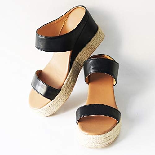 Patherенски платформа за Patopo женски и клин -сандали обични сандали со ринстони потпетици, сандали со фустани флип апостолки ниски буци