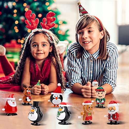 EEOCWF 15pcs Божиќни ветерни играчки за деца, Божиќни порибници, новогодишна елка Дедо Мраз, часовници за часовници, часови подароци Детска