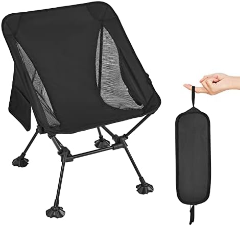 Компактен стол за ранцирање на ранец на ATEPA Ultralight за стол за кампување - квадратна алуминиумска рамка со стапала против пеење, лесен