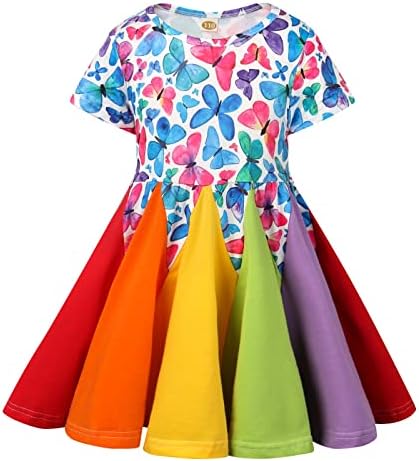 Девојче девојче фустан краток ракав летен фустан виножито фустан цветна принт лежерна облека