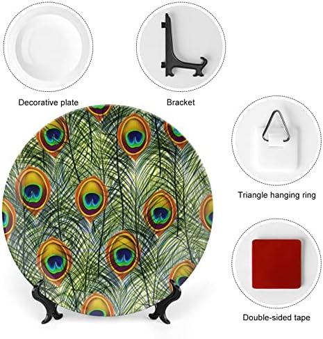 Пердуви од паун декоративни чинија тркалезни керамички плочи со приказ за свадбени украси за домашни канцеларии
