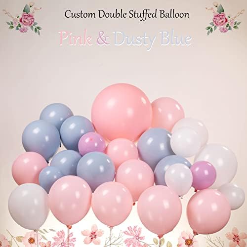 Пастел розово и сино бело балон за балони комплет 110 парчиња двојно полнети бебе розови правливи сини балони за девојче бебе туш пролет
