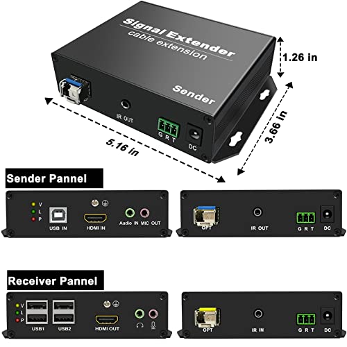 Lornceng 4K HDMI KVM Extender преку SM влакна до 20 км, KVM HDMI Комплет за продолжување преку IP нула латентност, 2000m над MM влакна,